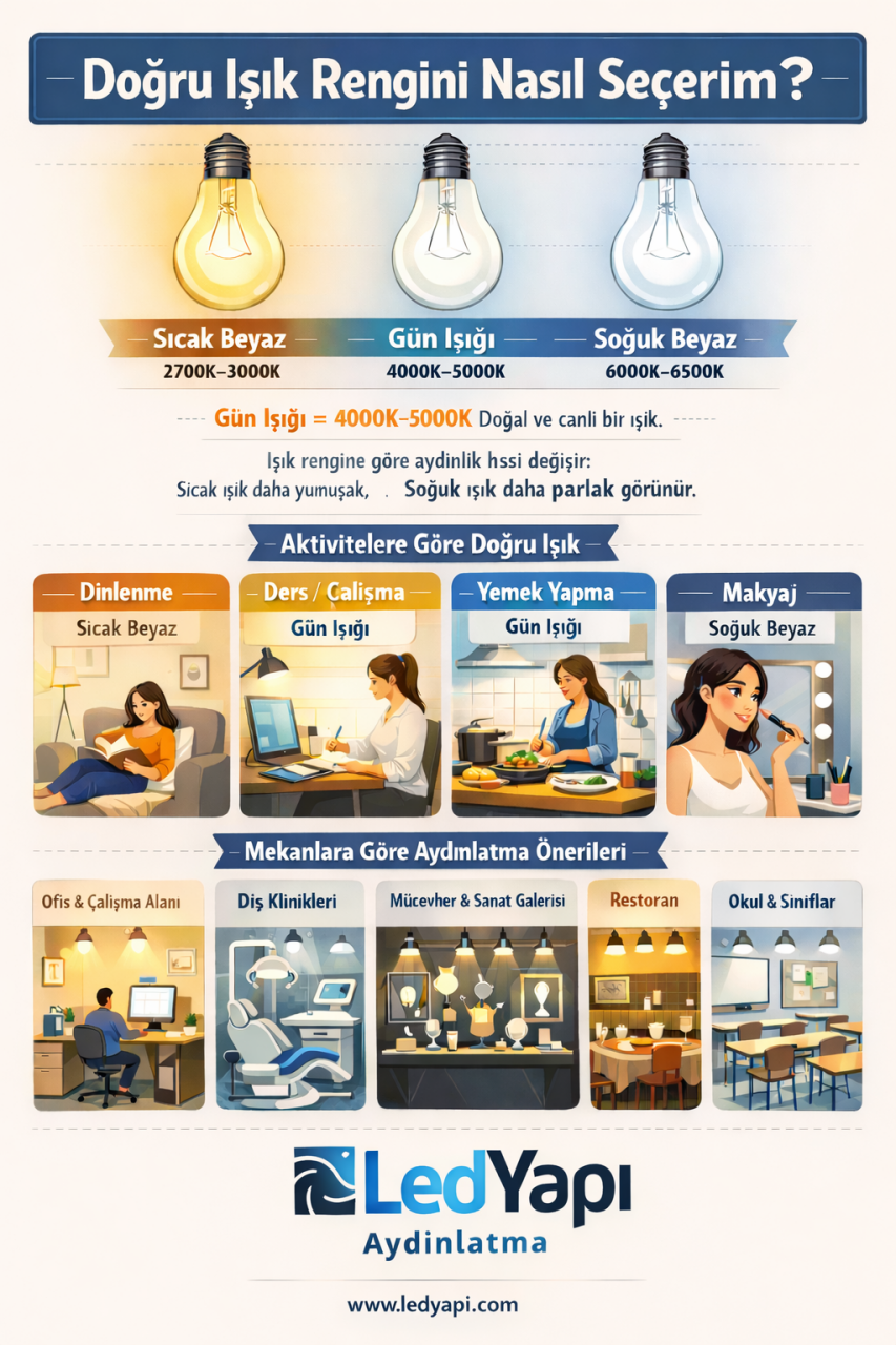 Doğru Işık Rengini (CCT) Nasıl Seçerim? Ev ve İşyerinde Renk Sıcaklığı Rehberi