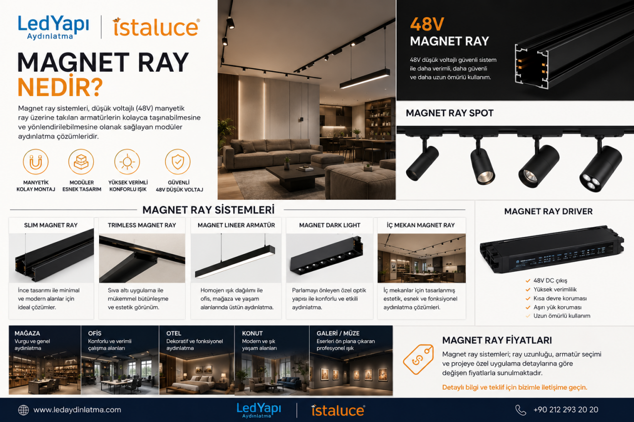 Magnet Ray Aydınlatma Nedir? 48V Magnet Ray Sistemleri Hakkında Bilmeniz Gereken Her Şey