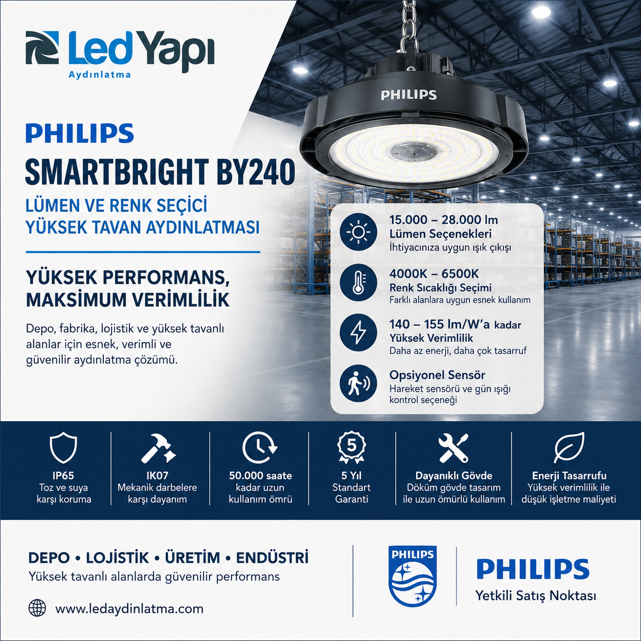 Philips SmartBright Lümen ve Renk Seçici Yüksek Tavan Aydınlatması