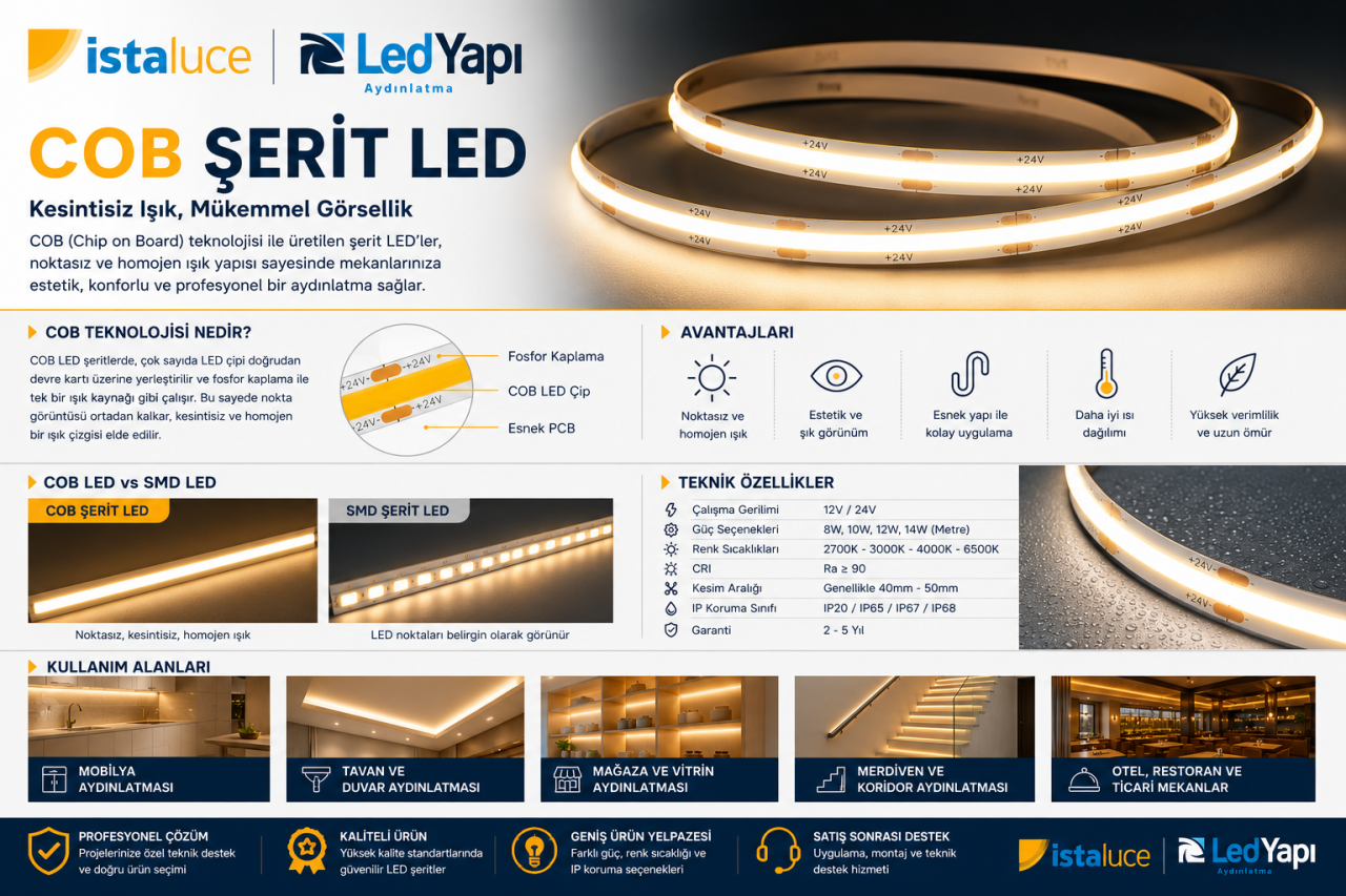 COB Şerit LED Nedir? Özellikleri, Avantajları ve Kullanım Alanları