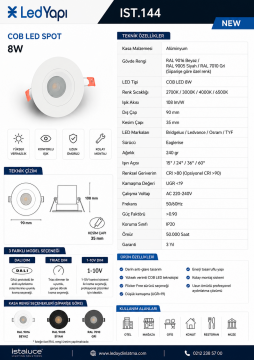 İSTALUCE İST-144 Gömme 8W-12W LEDli  Hareketli Slim Spot