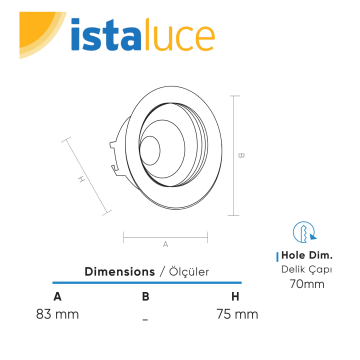 İSTALUCE İST-127 Gömme Led Spot Kasası