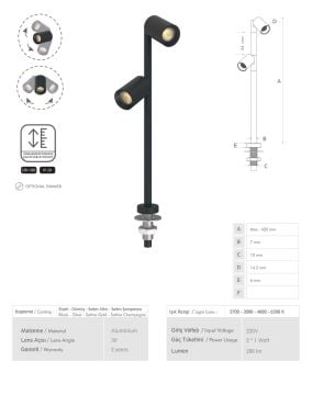 İstaluce İST-105 Çiftli İnce Raf İçi Vitrin LED Kuyumcu Aydınlatma