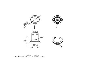 Philips SmartBright CNG Downlight DN058 LED4 4.4W 3000/4000/6500K 325-350 Lümen 35.000 Saat