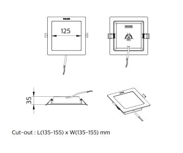 Philips SmartBright CNG Downlight DN058B LED13 KARE 11,5W 3000/4000/6500K 1160-1250 Lümen 35.000 Saat