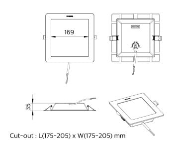 Philips SmartBright CNG Downlight DN058B LED18 KARE 17W 3000/4000/6500K 1675-1800 Lümen 35.000 Saat