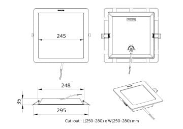 Philips SmartBright CNG Downlight DN058B LED22 KARE 24W 3000/4000/6500K 2045-2200 Lümen 35.000 Saat
