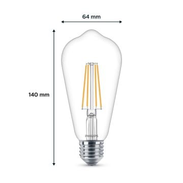 Philips Filament Led Ampul 7w Şeffaf 60 W ST64 E27