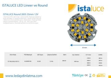 12V yuvarlak 18 LEDli LED Kart 3,6w
