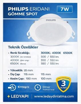 Philips Eridani 7 watt Gömme Spot