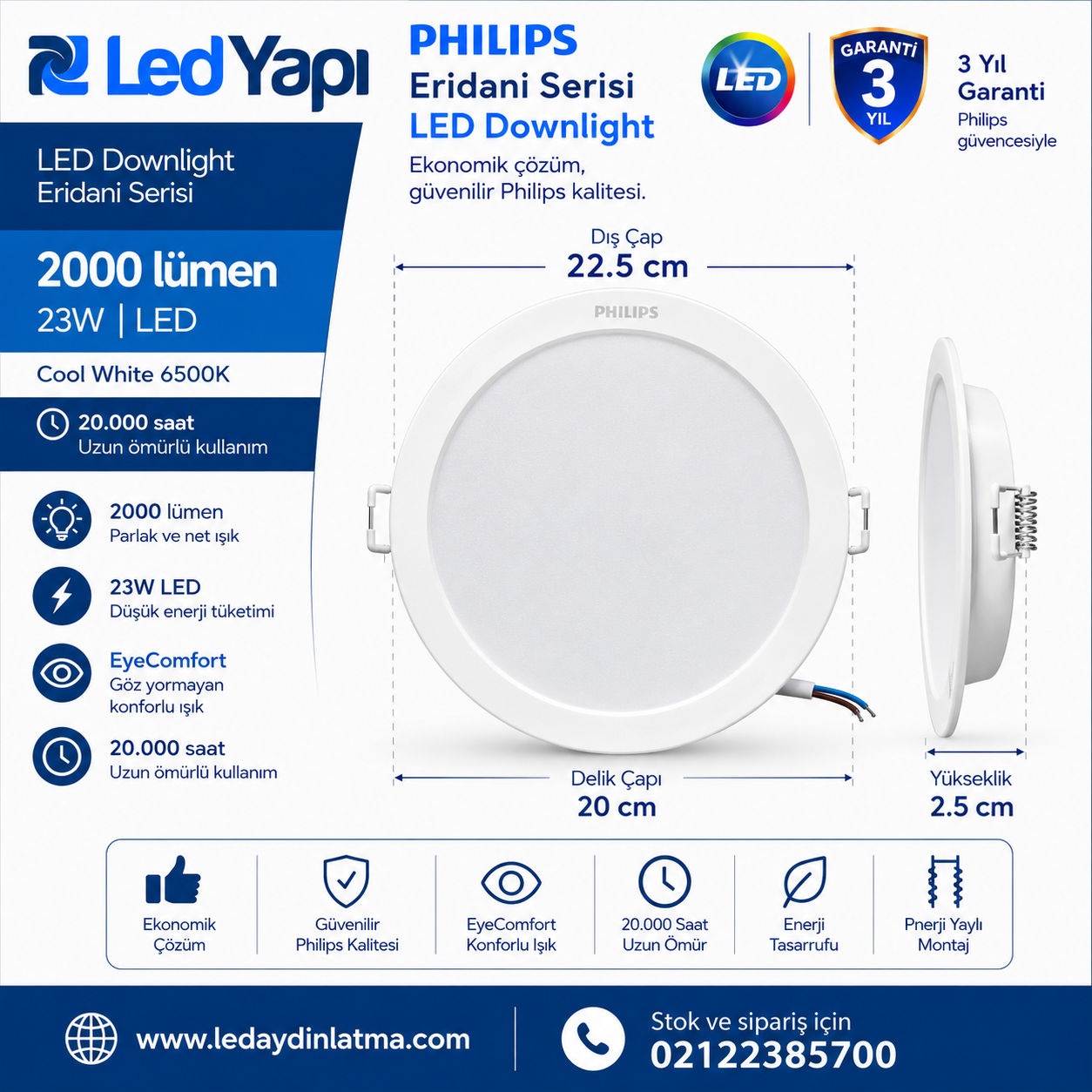 Philips Eridani 23 Watt Gömme Spot