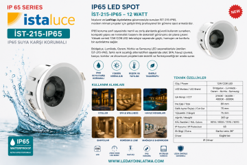 IST-215-IP65 12 WATT LED DOWNLIGHT 3000K SUYA KARŞI KORUMALI