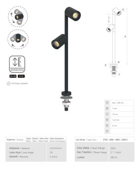 istaluce İST-105 Çiftli İnce Raf İçi Vitrin LED Kuyumcu Aydınlatma Pilli ŞARJLI 3 KADEME DİM