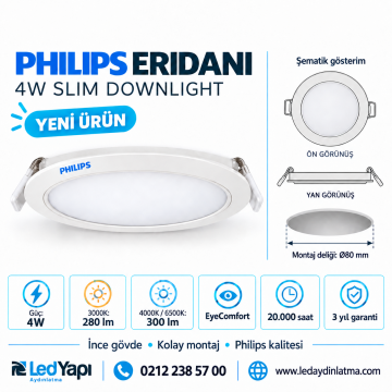 Philips  Slim Led Downlight  Eridani DL190B Slim D80 4W 30K GM