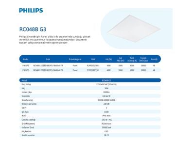 PHILIPS 60X60 RC048B LED PANEL 4 ADET(1 KOLİ)