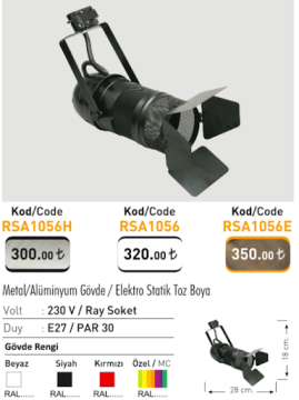 LUDEL DEKORATİF RAYSPOT ARMATÜR RSA1056 E27/PAR30 BEYAZ