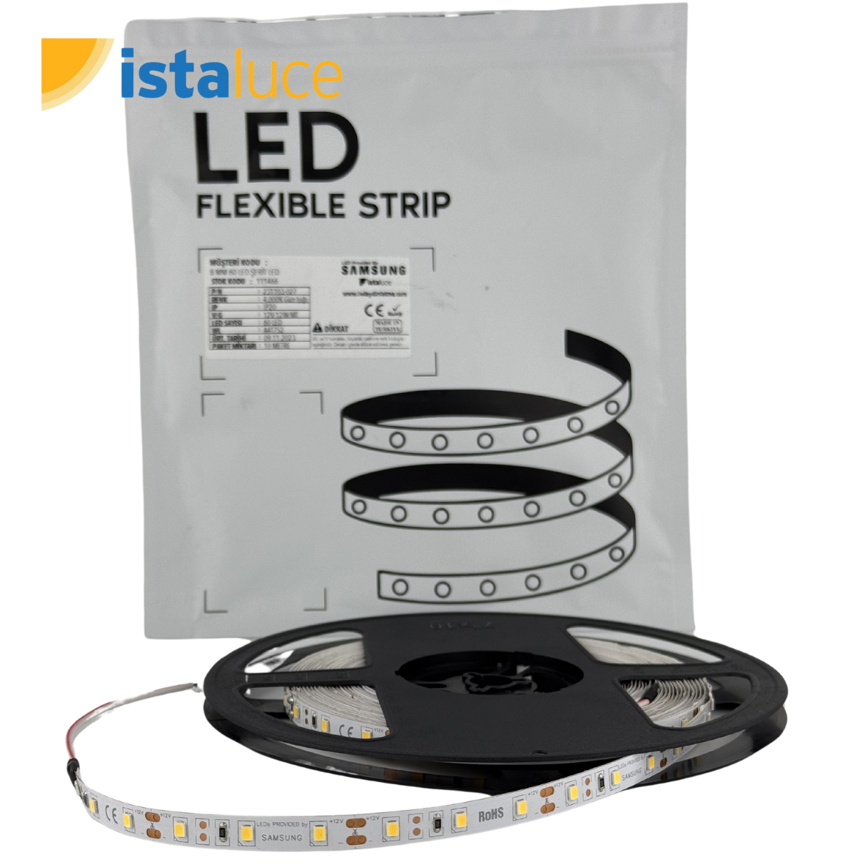SAMSUNG 12V 60 LED ŞERİT LED IP20 İç mekan (mt fiyat)